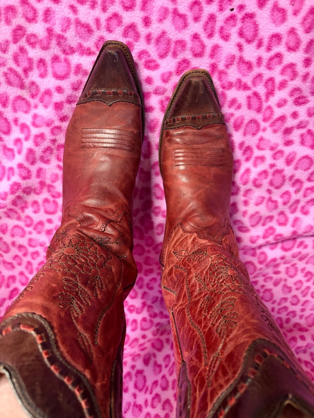 Corral Two Toned Brown Leather Cowgirl Boots Sz 9 - Picture 8 of 10